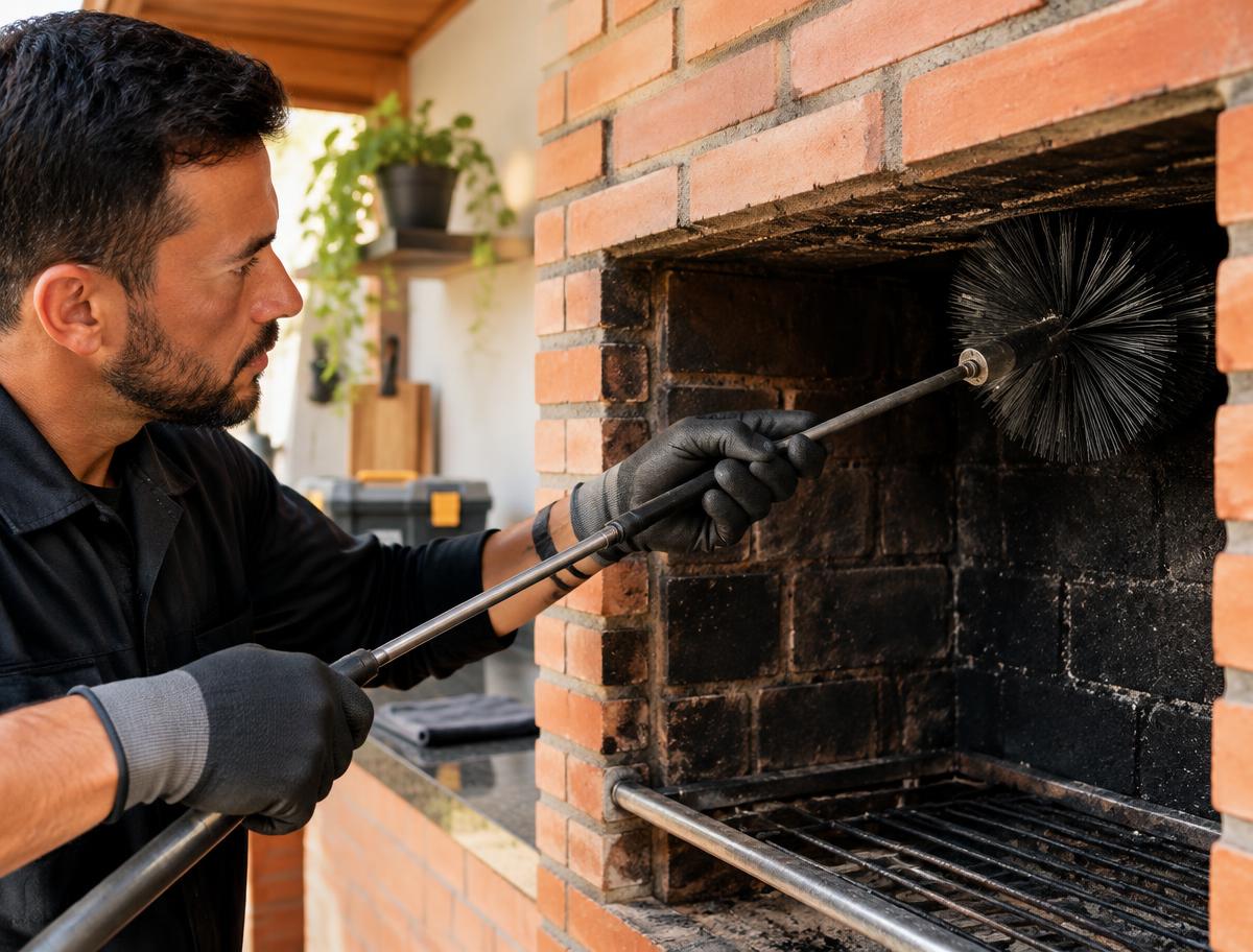 Limpeza profissional de uma churrasqueira